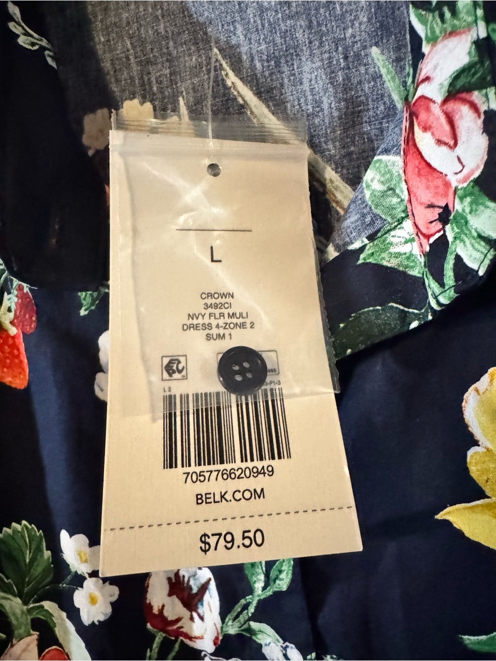 crown & ivy Navy Floral Button-Front Girls Dress with Yellow & Red Blooms - Picture 3 of 4